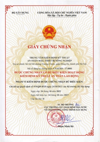 Chỉ định tổ chức kiểm định - Bộ Xây dựng